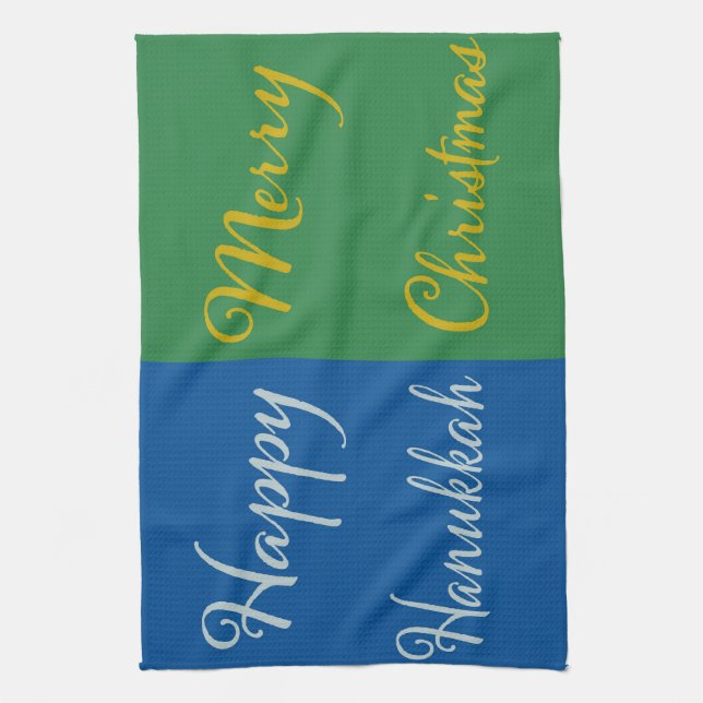 Happy Hanukkah Merry Christmas Dual Holiday Design Kökshandduk (Vertikal)