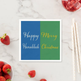 Happy Hanukkah Merry Christmas Dual Holiday Design Pappersservett