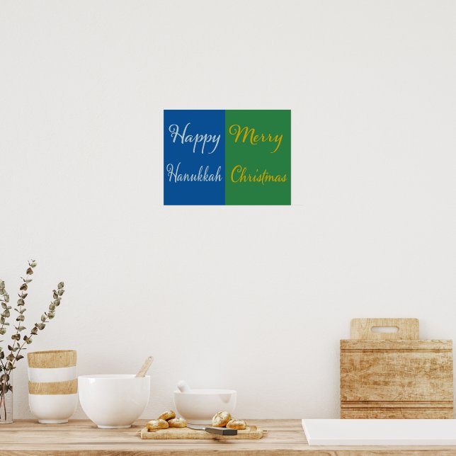 Happy Hanukkah Merry Christmas Dual Holiday Poster (Kök)