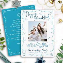 Happy Hanukkah Photo Hand Drawn Doodles Your Note Julkort