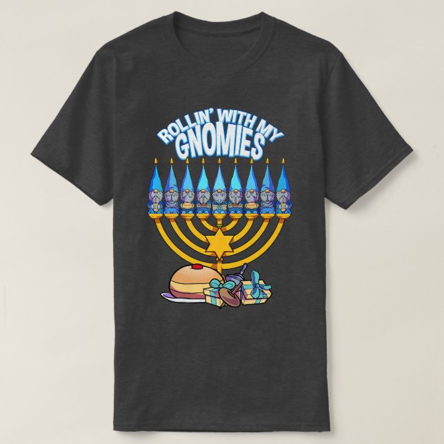 Happy Hanukkah Rollin With My Gnomies Jewish Xmas  T Shirt (Design framsida)