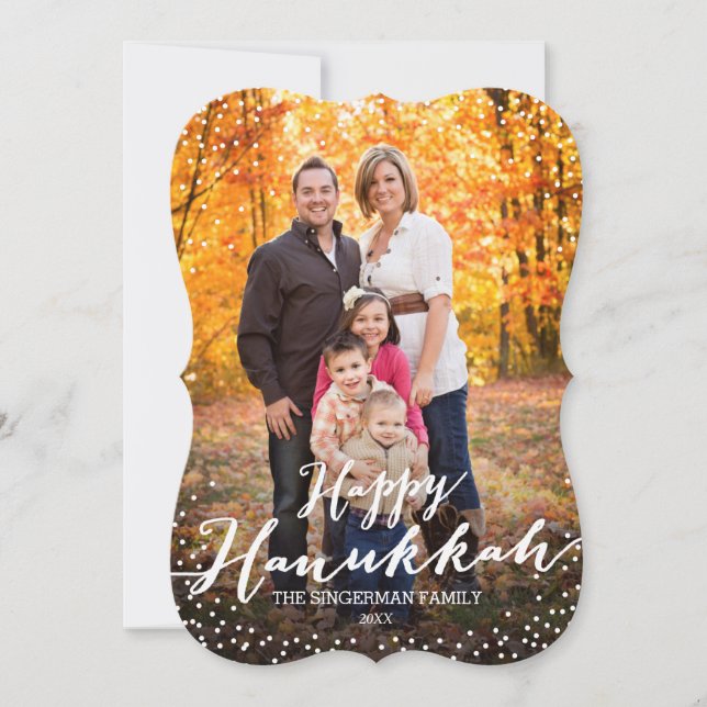 Happy Hanukkah Script Photo Card Julkort (Framsida)
