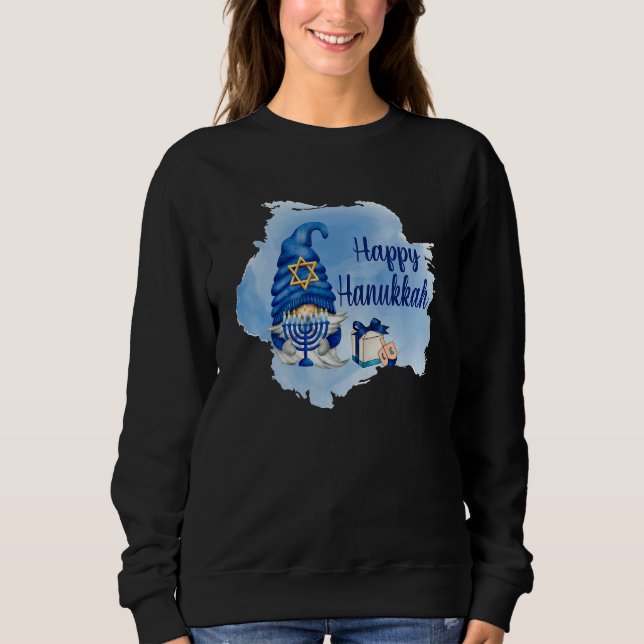 Happy Hanukkah Shalom Gnome Menorah Jewish T Shirt (Framsida)