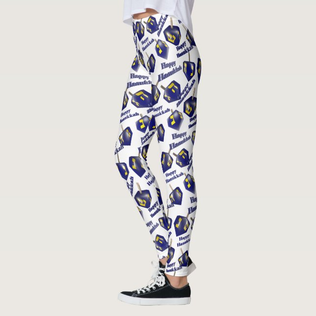 Happy Hanukkah Spinning Dreidel Leggings (Vänster)