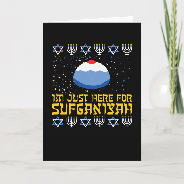 Happy Hanukkah Sufganiyah Jewish Funny Holiday Kort (Framsida)