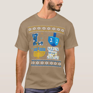 Happy Hanukkah Ugly Christmas Menorah Dreidel T Shirt
