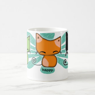 happy.happy.meh-kattungar med aqua blommar på en kaffemugg