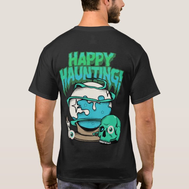 "Happy Haunting" Halloween T-Shirt – Fun & Spooky  (Baksida)