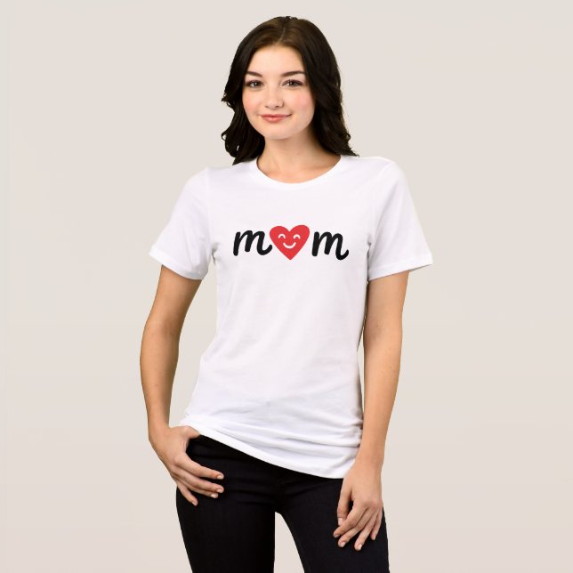 Happy Heart Mom Minimalist Love T Shirt (Framsida Full)