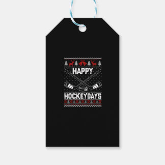 Happy Hockeydays Funny Christmas Ice Hockey Player Presentetikett