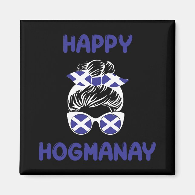 Happy Hogmanay Scotland New Years Eve Messy Bun Wo Magnet (Framsidan)