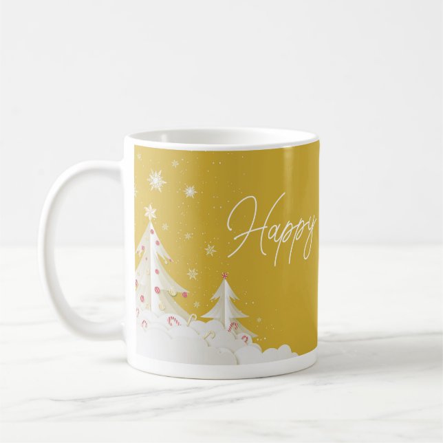 Happy Hoildays – Festive Winter Gold Mug Kaffemugg (Vänster)