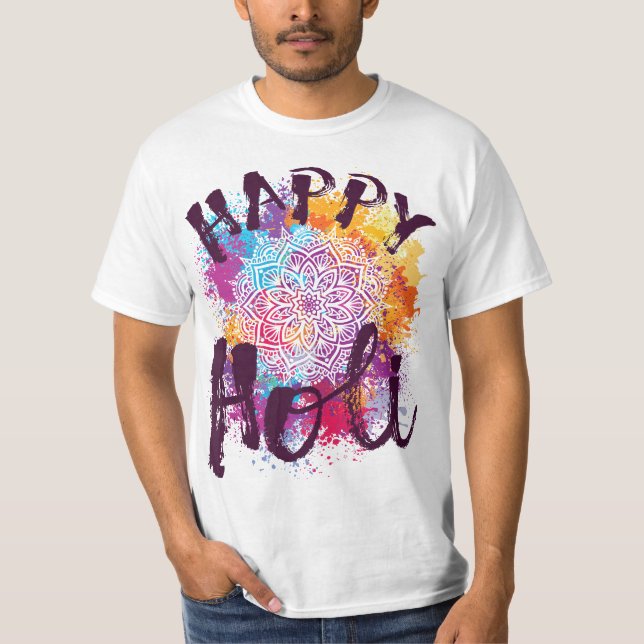 Happy Holi Colors India Hindu Spring  T Shirt (Framsida)