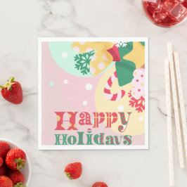 happy holiday christmas with ornaments pappersservett