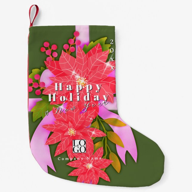 Happy Holiday New Year Business Logo Green Liten Julstrumpa (Framsidan)