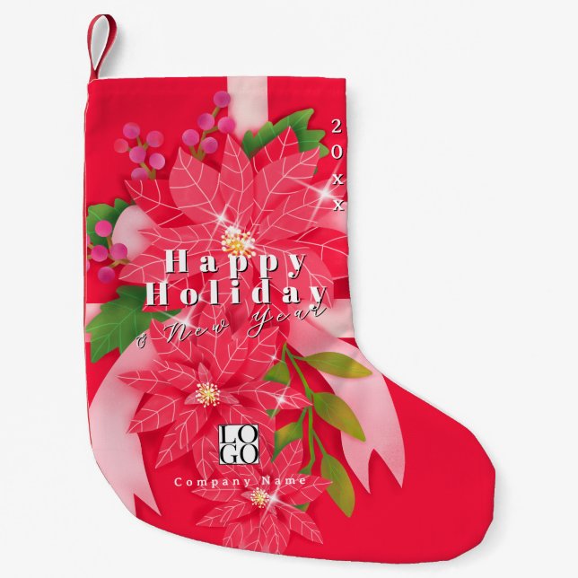 Happy Holiday New Year Business Logo  Red Liten Julstrumpa (Framsidan)