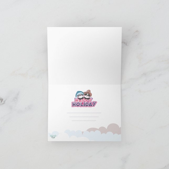 Happy Holiday Panda Inbjudan (Inuti)
