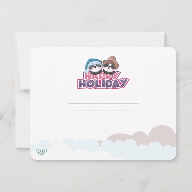 Happy Holiday Panda Inbjudningar (Baksida)