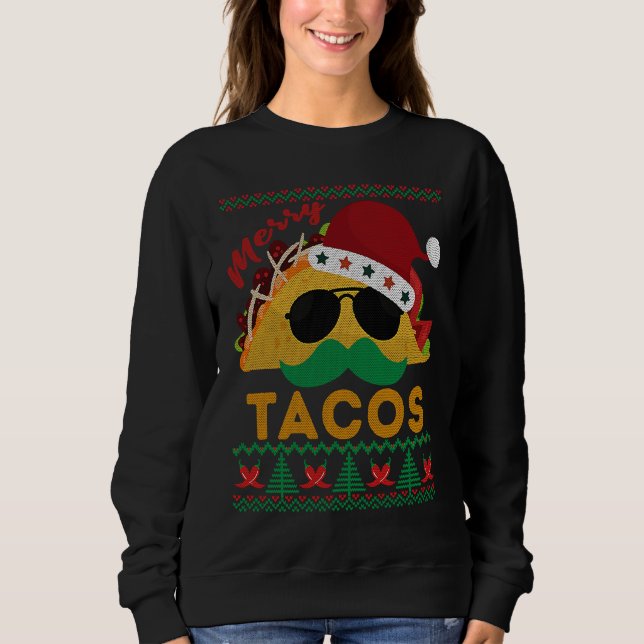 Happy Holiday Party Merry Taco Ugly Christmas Mexi T Shirt (Framsida)