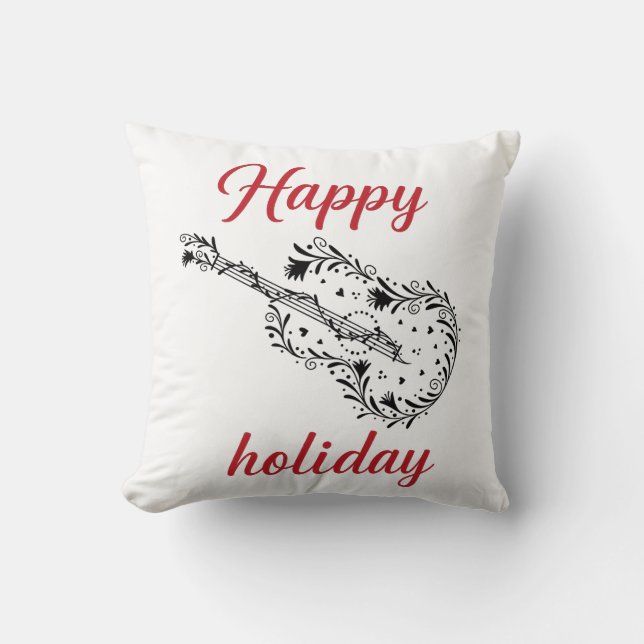 Happy Holiday Script Throw Pillow | Minimal Festiv Kudde (Framsida)