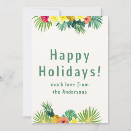 Happy Holiday, Tropical Flowers and Greeting Julkort