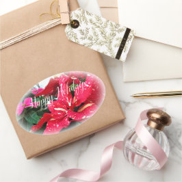 Happy Holidays 楕円形シール Ovalt Klistermärke