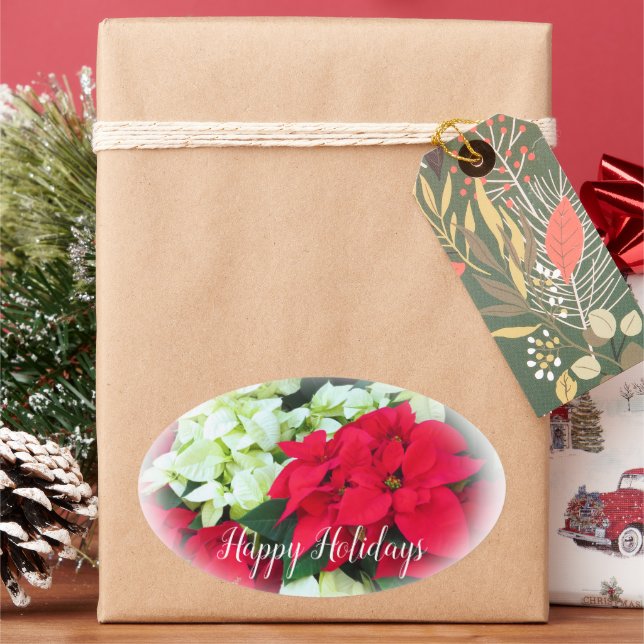 Happy Holidays 楕円形シール Ovalt Klistermärke (Semester)