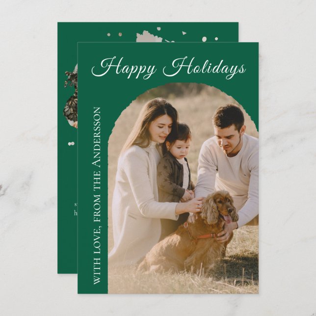 Happy Holidays Arch 2 Photo Julkort (Fram/baksida)