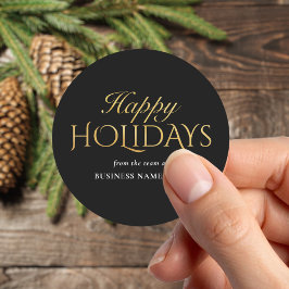 Happy Holidays Black Gold Business Christmas Runt Klistermärke