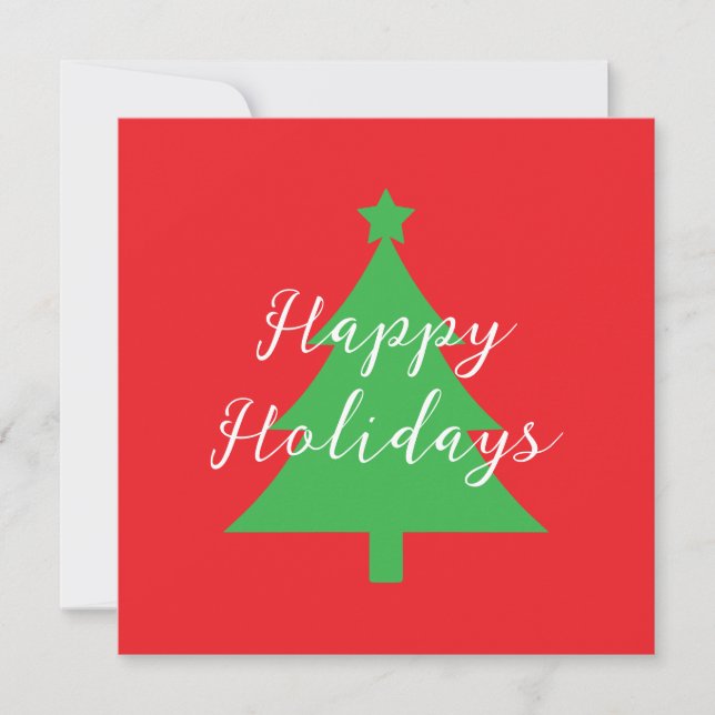 Happy Holidays Bright Red Christmas New Year Card (Framsida)