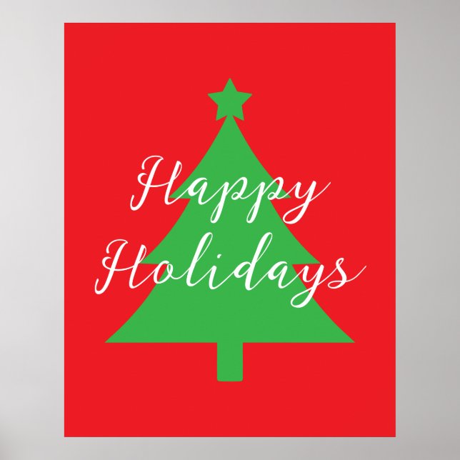 Happy Holidays Bright Red Christmas New Year Poster (Framsidan)