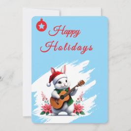 Happy Holidays Bunny Flat Holiday Card Julkort