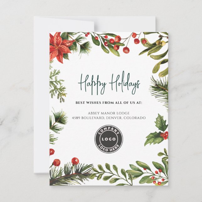 Happy Holidays Business Logo Christmas Julkort (Framsida)