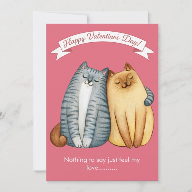 Happy Holidays Cat Valentine's Love Pink Julkort (Framsida)