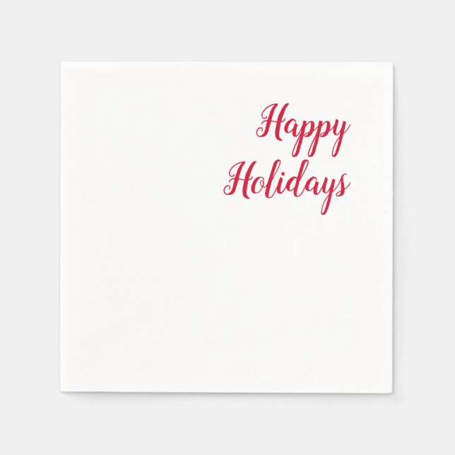 Happy holidays christmas handwriting red white pappersservett (Framsidan)