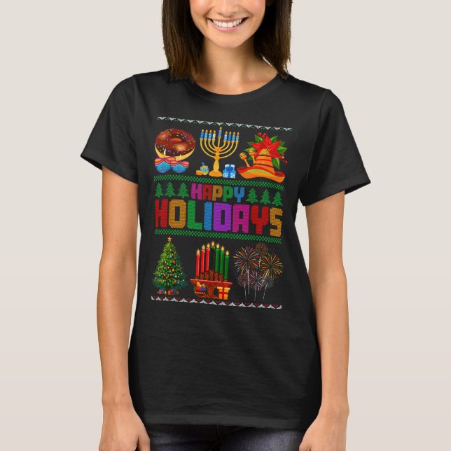 Happy Holidays Christmas Hanukkah Kwanzaa Happy Ne T Shirt (Framsida)