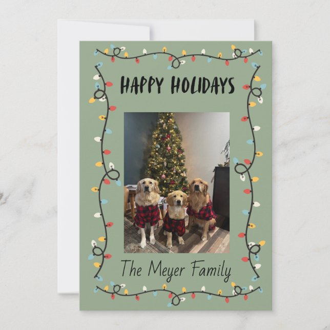 Happy Holidays Christmas Lights Card Julkort (Framsida)