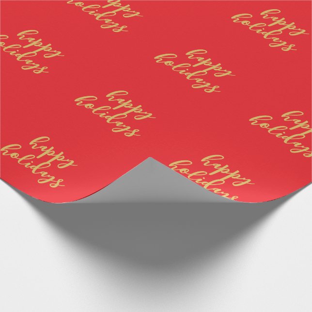 Happy Holidays Christmas New Year Season Red Gold Presentpapper (Hörn)
