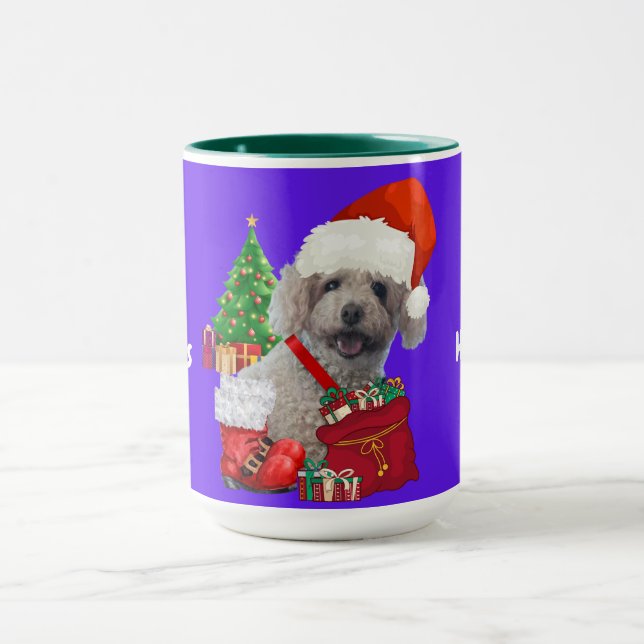 Happy Holidays Christmas Poodle Coffee Mug Mugg (Center)