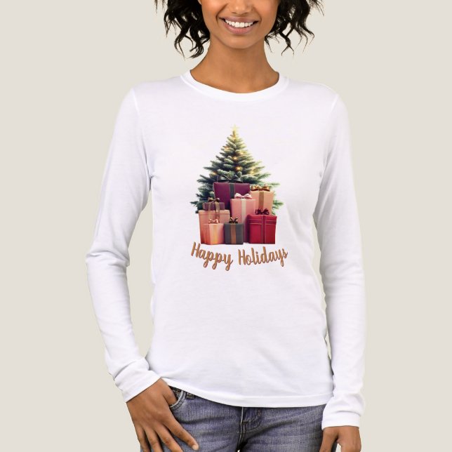 Happy Holidays Christmas T Shirt (Framsida)