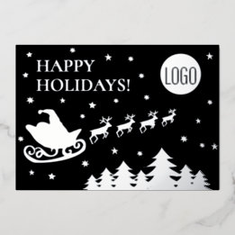 Happy Holidays Company Logo Santa sleigh