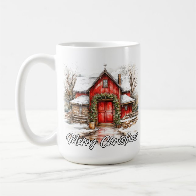 Happy Holidays Decorative Country House Kaffemugg (Vänster)