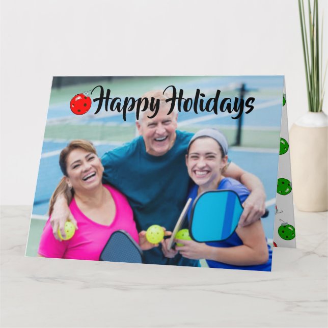 Happy Holidays Family Photo Name Snowflakes Kort (Framsida)