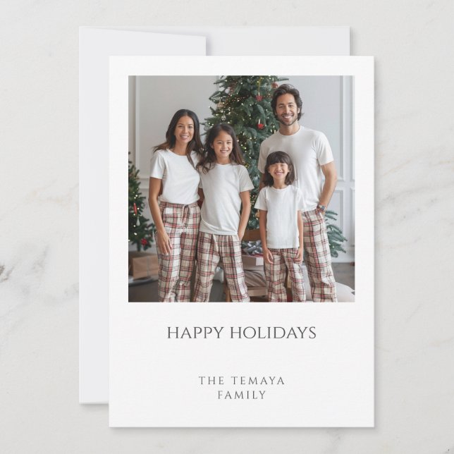 Happy Holidays Family Photo Plaid Pajamas Julkort (Framsida)