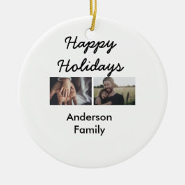 Happy holidays father son Christmas photo family n Julgransprydnad Keramik