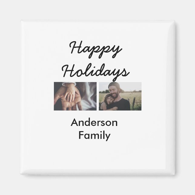 Happy holidays father son Christmas photo family n Magnet (Framsidan)