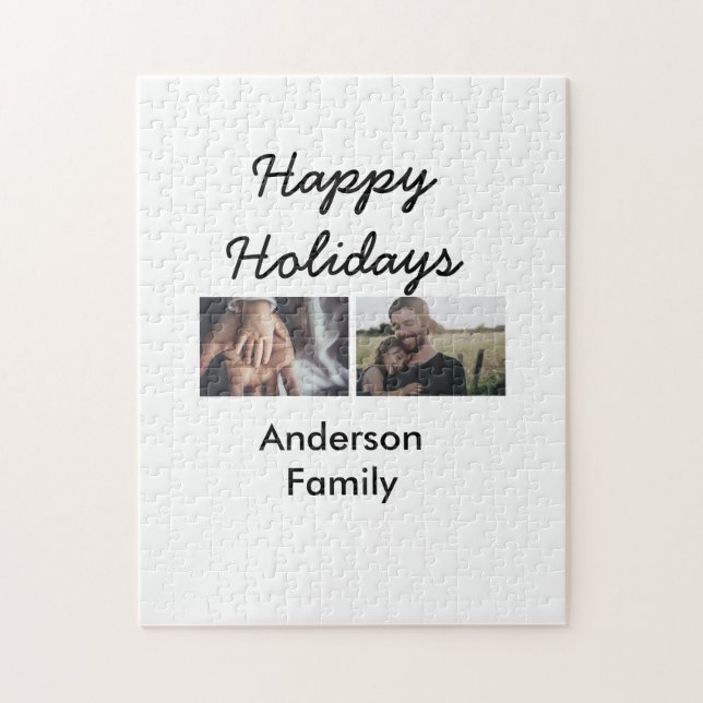 Happy holidays father son Christmas photo family n Pussel (Vertikal)