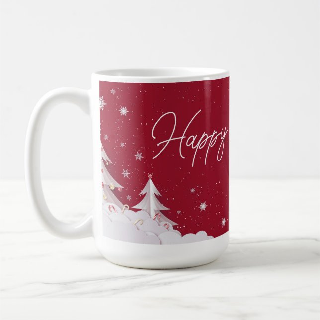 Happy Holidays – Festive Winter Ruby Red Mug Kaffemugg (Vänster)