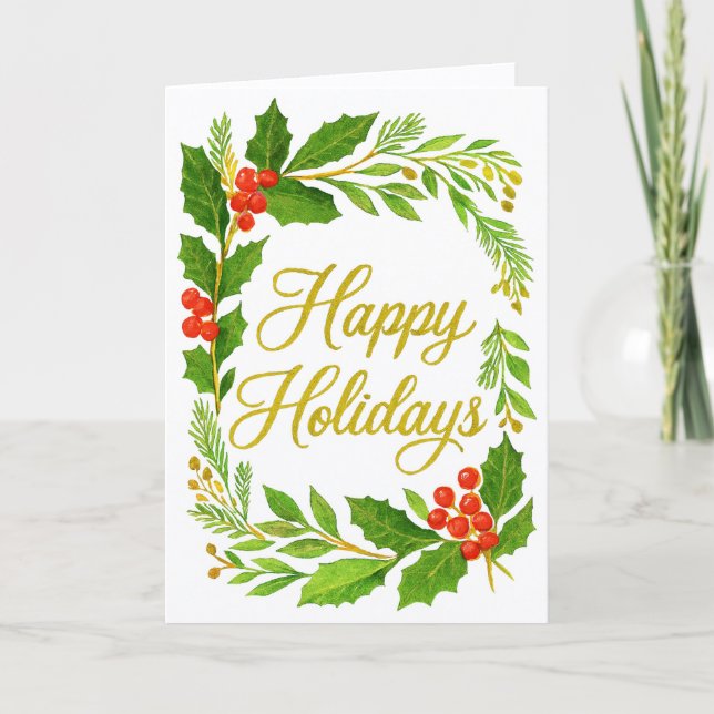 'Happy Holidays' Folded Greeting Card Kort (Framsida)