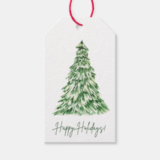 Happy Holidays Gift Tag | Watercolor Holiday Tag Presentetikett